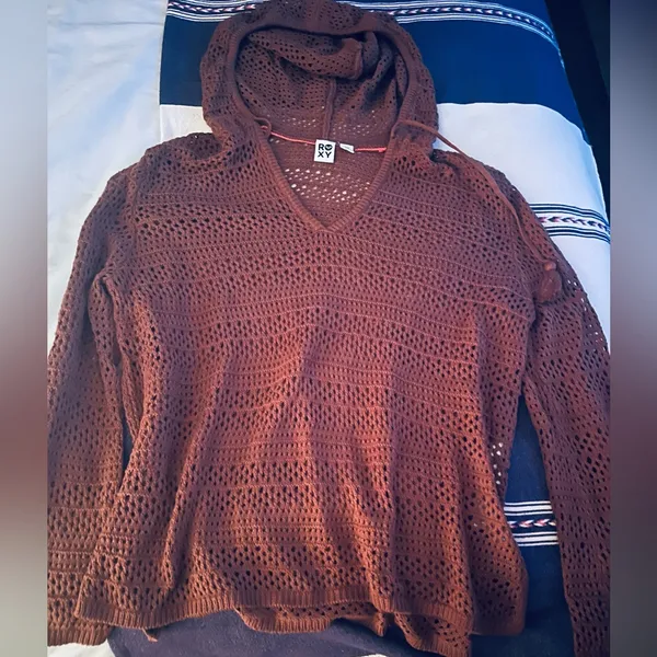 ROXY JR NEW Hippie Hoodie Relaxed Sweater Sz L - Image 4