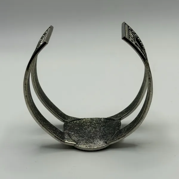 Boho Geometric Wide Cuff‎ Bracelet Adjustable Abstract Silver Tone Hippie Chic - Image 7