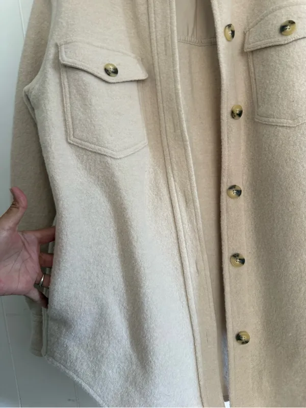 Wilfred Free XS Beige Teddy Shacket with Chest Pockets - Image 2