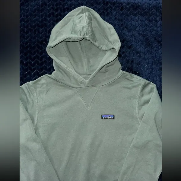 PATAGONIA Regenerative Organic Cotton Hoody‎ Sweatshirt Hemlock Green Size 2XS - Image 3