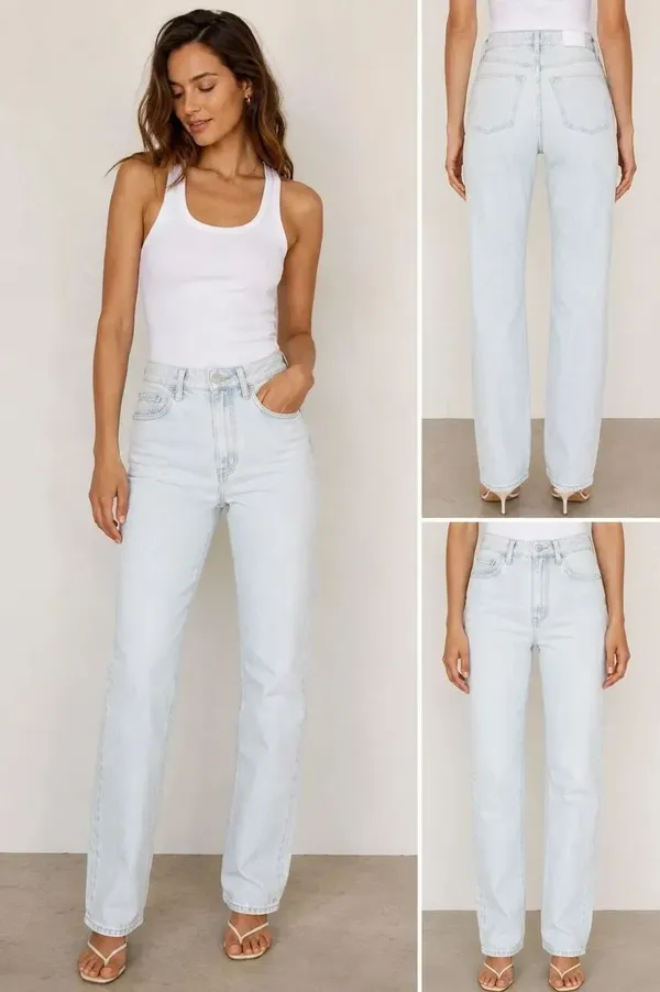 WeWoreWhat The Icon Jean Size 28 Icy Light Wash High Rise Straight Leg NEW #1600 - Image 2