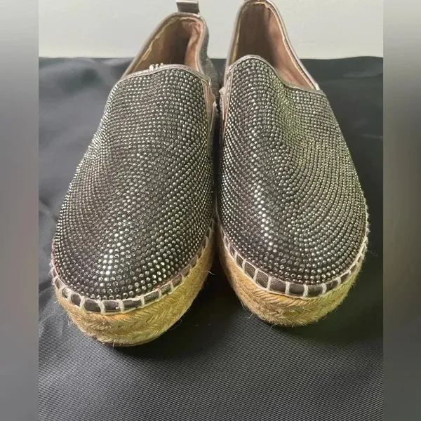 CLEARANCE Steve Madden Chopur-R Pewter Multi Espadrilles Size 6 Studded‎ GUC! - Image 2