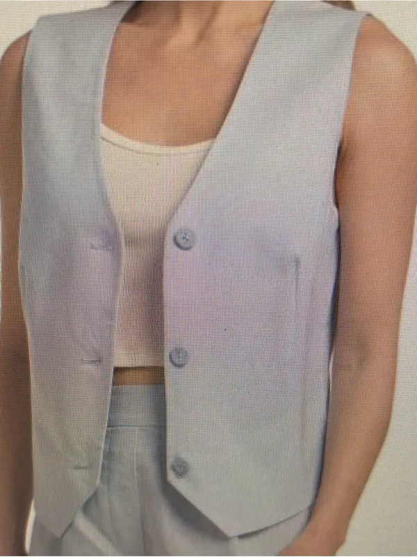 New Calvin Klein Linen Blend Button Front Vest-XL - Image 10