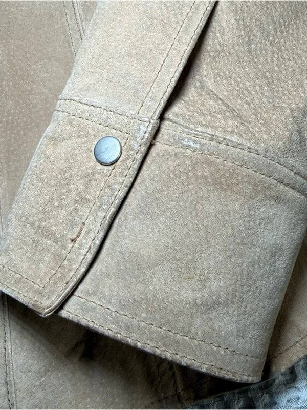 Coldwater Creek Suede Leather Jacket Women’s Large Tan Cowboy Snap Lined Western - Image 4