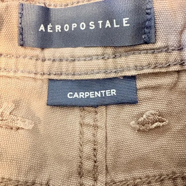 Aeropostale Womens Carpenter Pants Tan Khaki Cotton Canvas Utility Size XS - Image 7