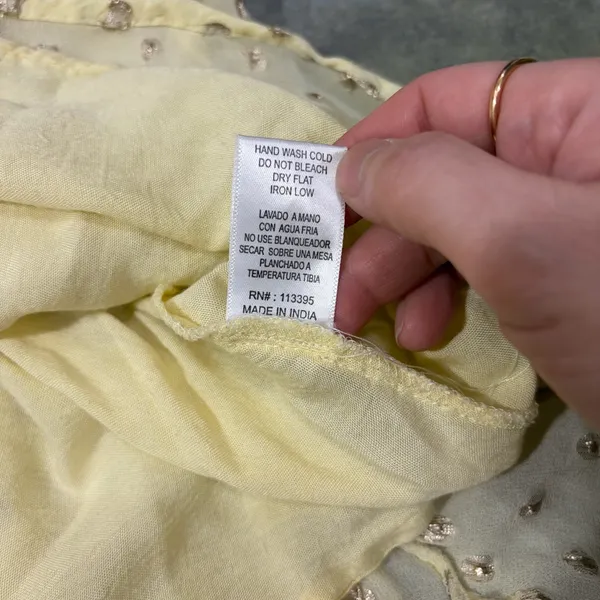 En Creme Womens Deep V-Neck Light Yellow Maxi Dress Sz S Wedding Party Beach EUC - Image 14