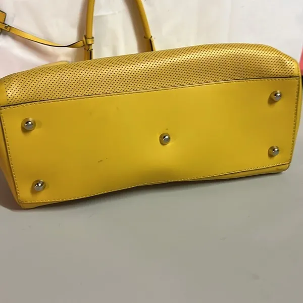 A. Bellucci Italian leather mustard‎ yellow bag B93 - Image 13