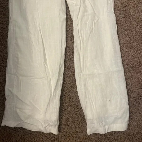 SO Cream Wide Leg Linen Pants White - Image 4