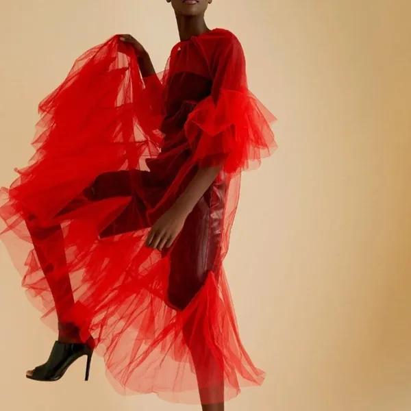Kate HEWKO NWT Avant Garde Tulle Overlay in RED (sold out) OS - Image 3