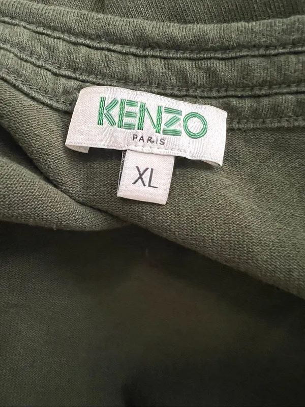KENZO Paris Logo Sleeve T Shirt Dress Olive Green Cotton XL $328 - Image 6