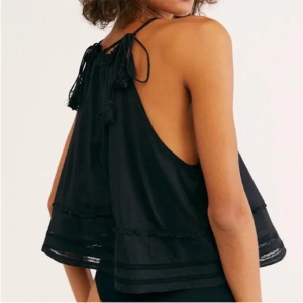 Free People Black Trust Me Bodysuit By Intimately Playsuit Ruffle Tassel Sz Sm - Image 10