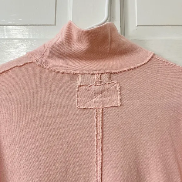We The Free XS Oversized Comfy Minimalist Pink‎ Tunic Mock Neck Cotton Shirt Top - Image 3