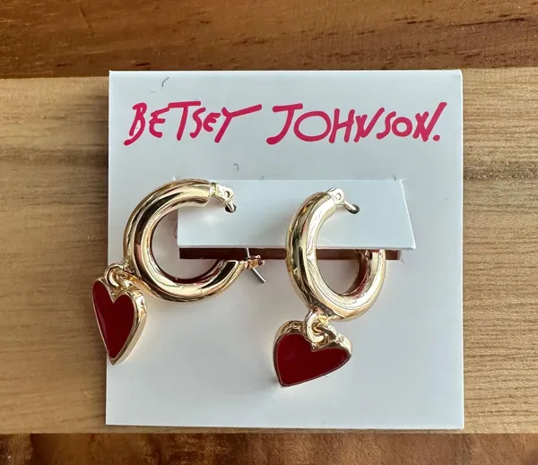 Betsey Johnson Heart Huggies Earrings - Image 2