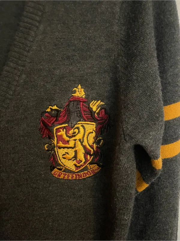 Warner Bros. Gryffindor Charcoal Gray Cardigan with Gold‎ Stripe Accents - Image 3