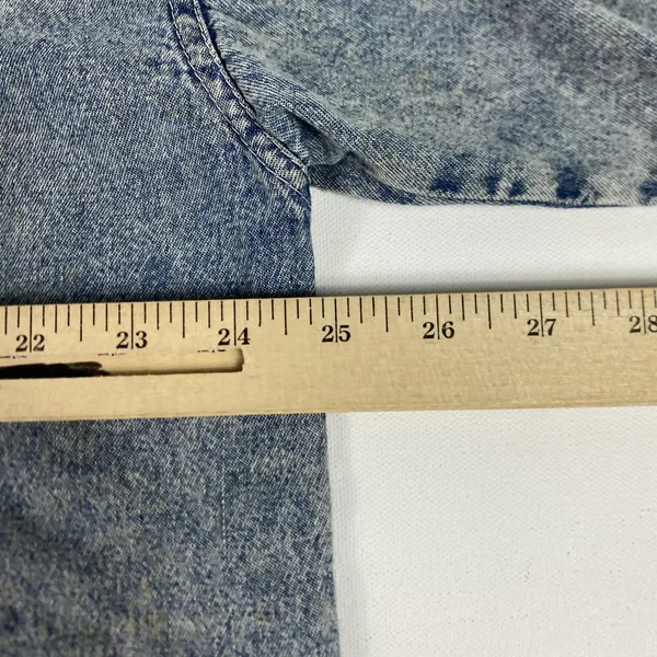 Vintage Angel Stars Denim Shirt Womens Large Blue‎ Applique Buttons 90s - Image 14