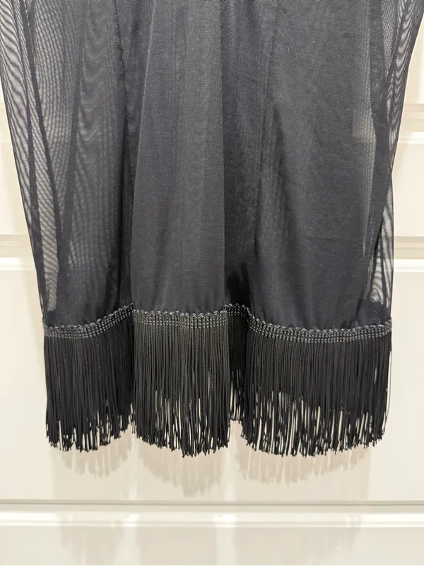 Seduction by Fredricks of Hollywood Black Sheer Fringe Nightie Lingerie Dress - Image 2