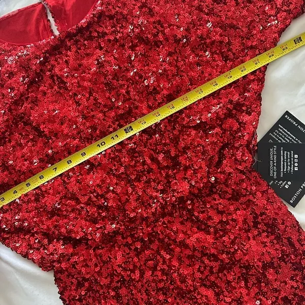 NTW Boston Proper Red Sequin Cold-Shoulder Party Dress size 6 - Image 8