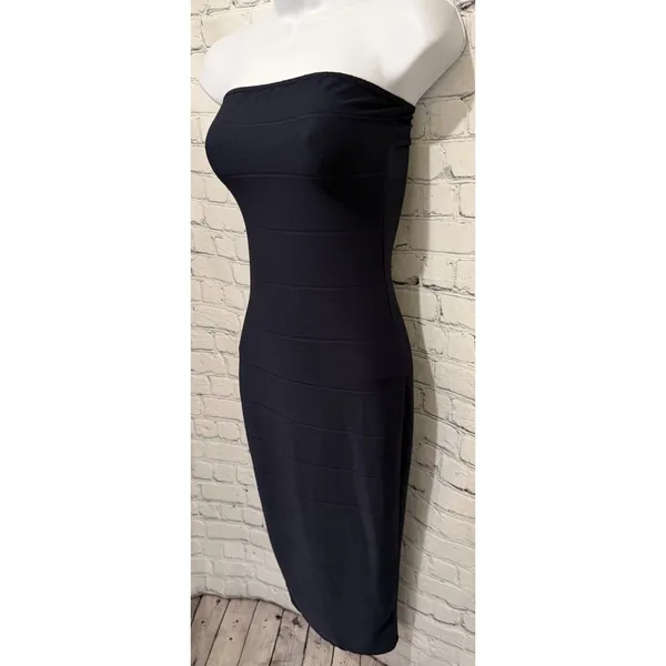 Missguided Strapless Bandage Bandeau Bodycon Midi Navy Blue dress Size 6 - Image 5