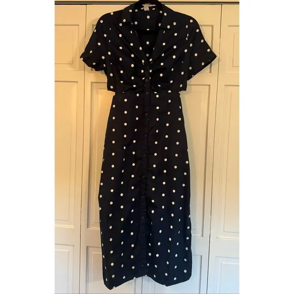 Old Navy polka dot cutout side midi dress size small - Image 13
