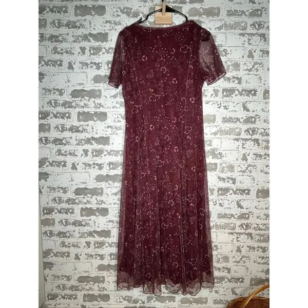 Coldwater creek | women maroon layered dress floral - Image 10