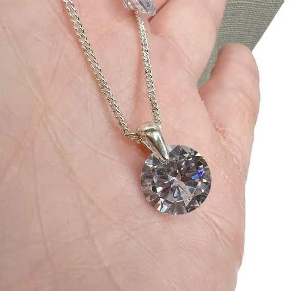 Cubic Zirconia Double Layered Dainty Silver Chain Necklace - Image 4