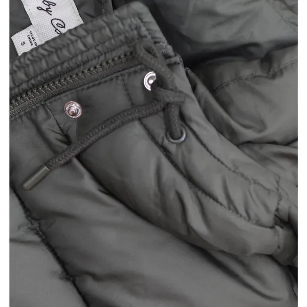 Sebby Collection Womens Long Belted Puffer Coat with Hood Jacket Olive Green S - Image 6