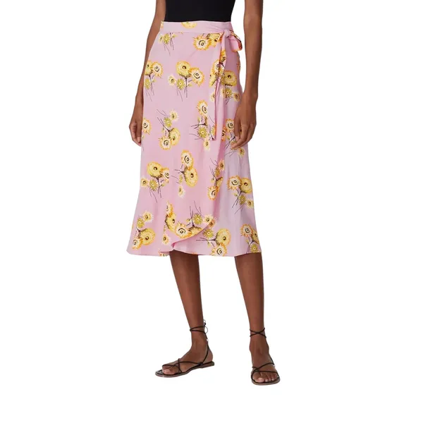 Madewell Pink Wisteria Dove Dutch Dandelion Floral Twiggy Wrap Midi Skirt 12 - Image 2