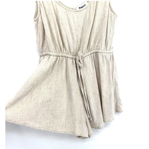 Princess Polly Romper Sleeveless Boho Size 4 Oatmeal Beige Smocked Strap Keyhole - Image 4