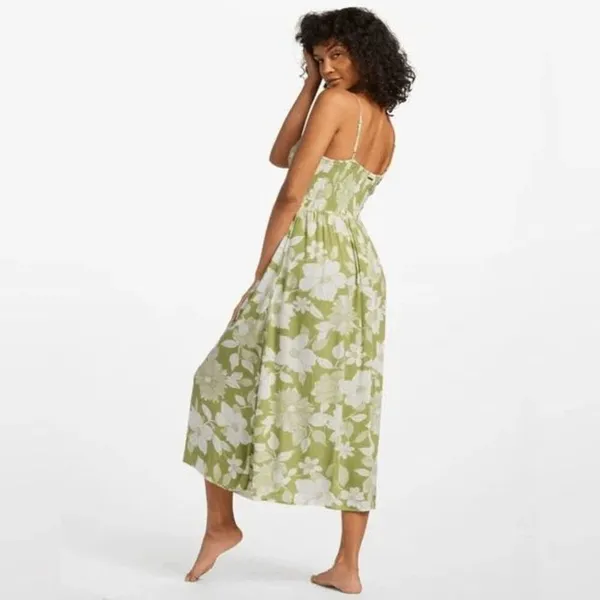 Billabong Green Ivory Your Babe Floral‎ Midi Lightweight Dress Medium - Image 10