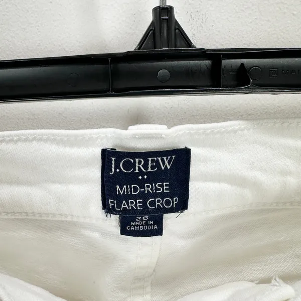 J.Crew Flare Crop White Jean Signature Stretch Denim Mid Rise Womens US 28 - Image 12