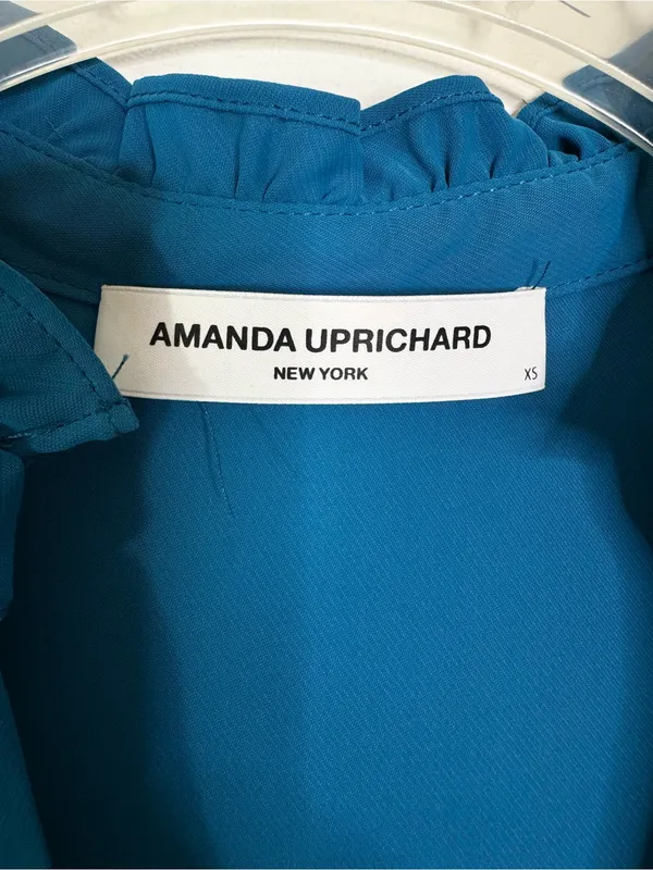 AMANDA UPRICHARD Diego Tiered Mini Dress in Turquoise Blue Size XS - Image 5