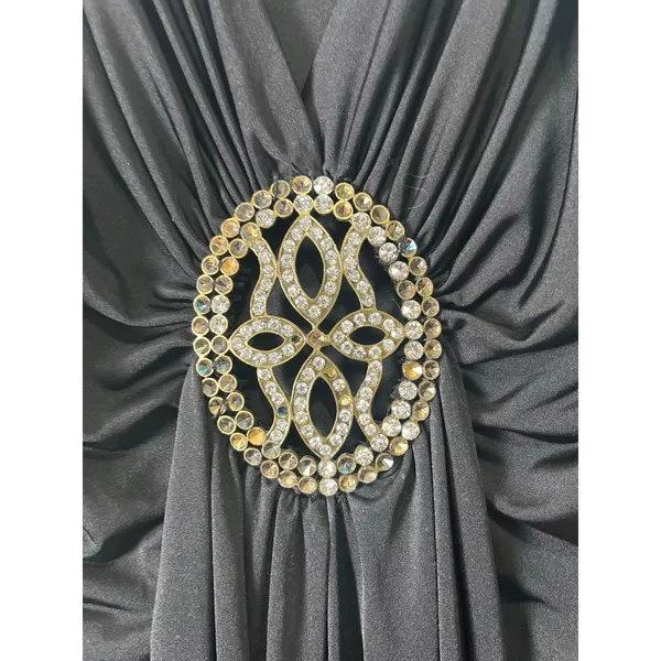 Vintage‎ Y2K Black Jeweled (missing stones) Handkerchief Hem Dress Glam Fairy LG - Image 3