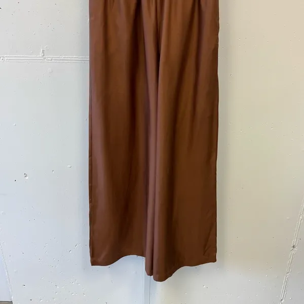 Jac + Jack Silk‎ Minimalist Contemporary High Waist Wide Leg Pants Tan Sz 8 - Image 4