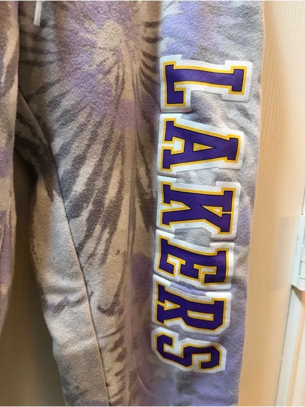 Size S Hybrid Apparel Lakers Tie-Dye Purple & Gray Joggers - Image 2
