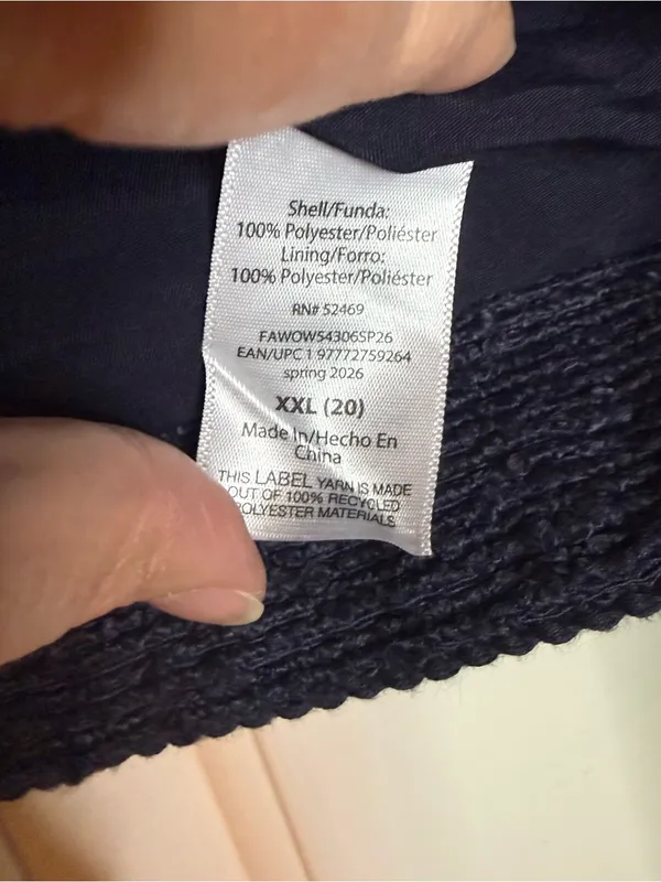 Free Assembly Nubby Collarless Crew Neck Jacket Size XL (16-18) Navy Blue - Image 8