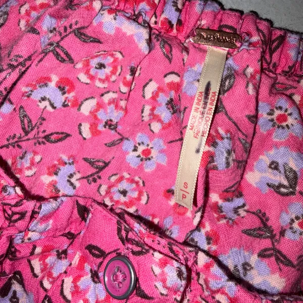 NEW With Tag Free People Pink Floral Cropped James Smock Top Small - Image 8