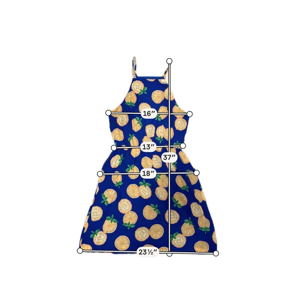 Everly Blue Orange Citrus Print Halter Dress Womens Small Vacation Resort Beach - Image 6