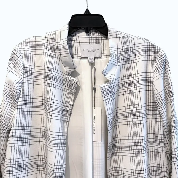 CAROLINA BELLE MONTREAL Womens XL Plaid Blazer Jacket Open‎ Front Lined NWT - Image 2