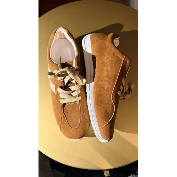 New Brown Faux Suede Sneakers Sz 9 - Image 3