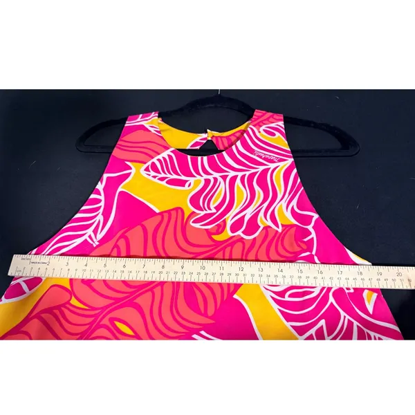 Manuheali'i Hawaii Pink Orange Abstract Print Swing Dress Small Sleeveless Mini - Image 8