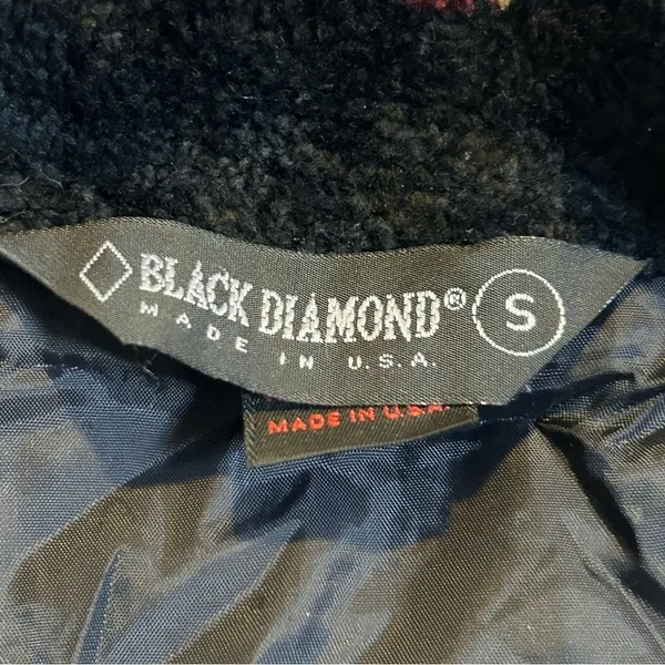VTG Black Diamond Sherpa Fleece Botanical Floral Print Jacket Black Size Small - Image 9