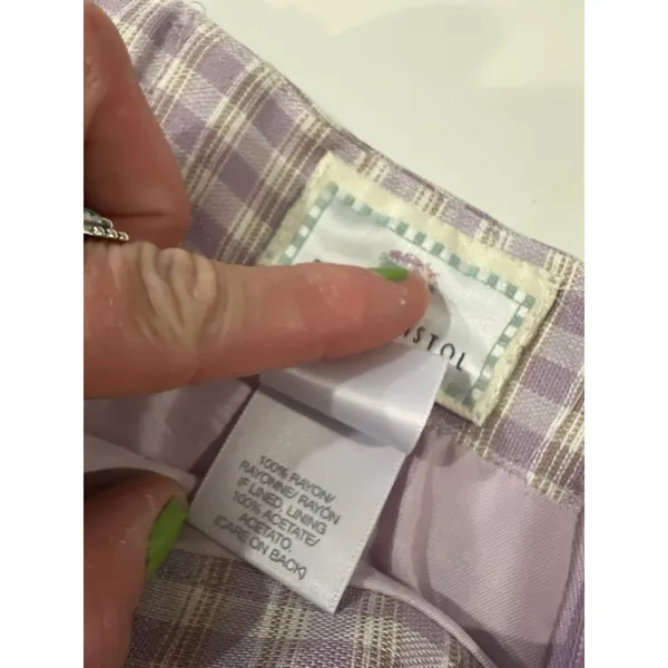 Deadstock 90s Purple Gingham USA Made Rayon Midi Skirt Size 16 Susan Bristol - Image 5
