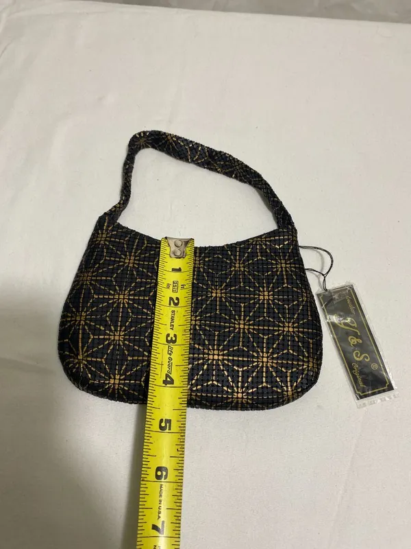 Y & S Original Mini Beaded Shoulder Bag Black Gold Geometric Pattern Y2K NWT - Image 8