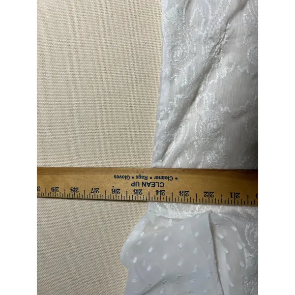Chicos Sheer Embroidered White 3/4 Sleeve Button Front Pintuck Detail Sz 3 or XL - Image 7