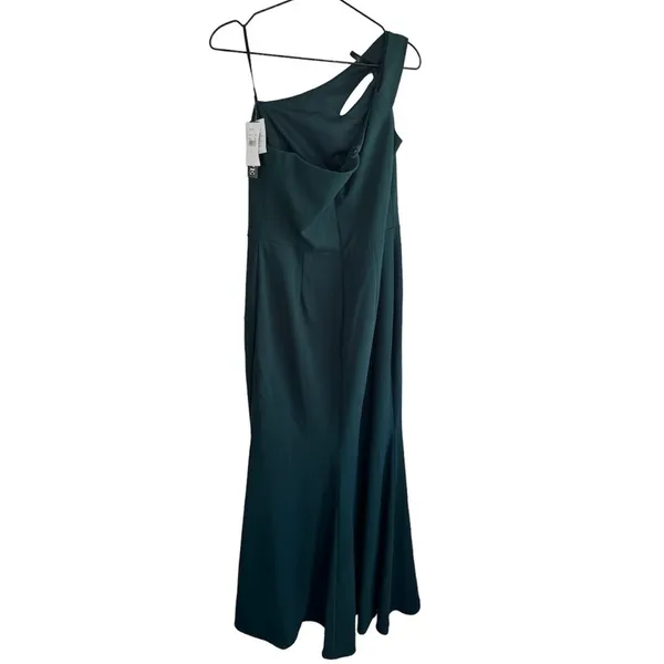 XSCAPE Lucy Long‎ Scuba 14 Green Crepe One Shoulder Dress - Image 4