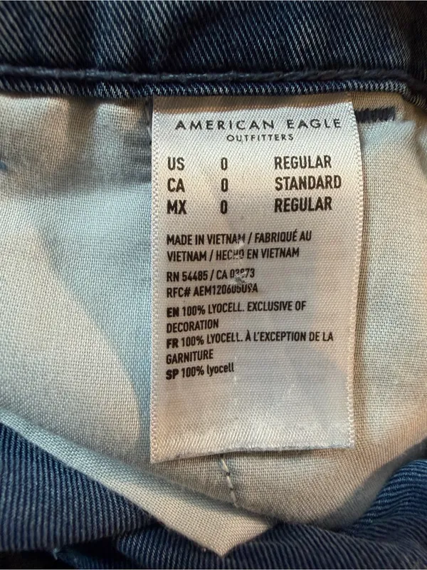 American Eagle Size 0 Wide Leg Chambray Trousers High Rise Blue - Image 9