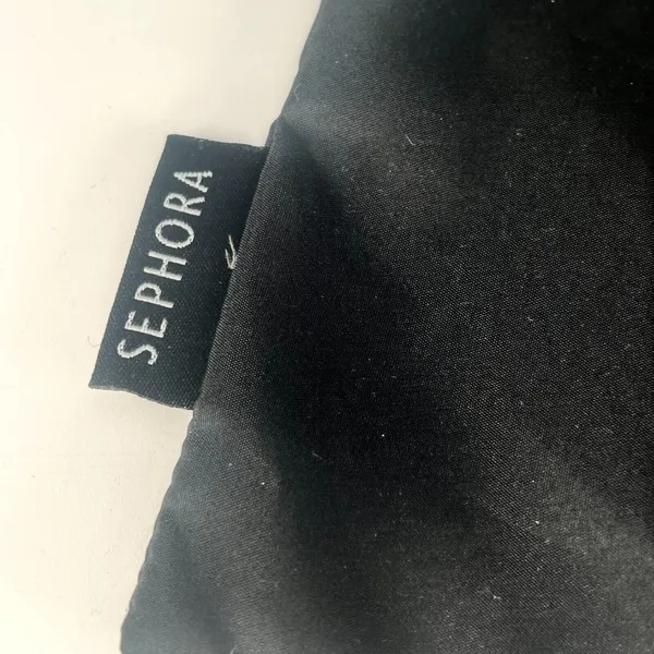 Sephora Oh What Fun Drawstring Nylon MakeUp Delicates Travel Bag Black Gold New - Image 3