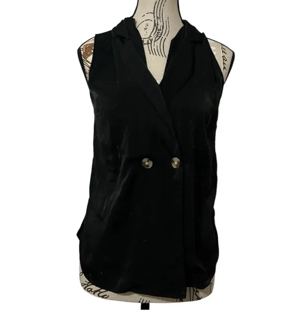 Express Black Double Breasted Vest Blazer Sleeveless Jacket Women's Size Small - Image 2