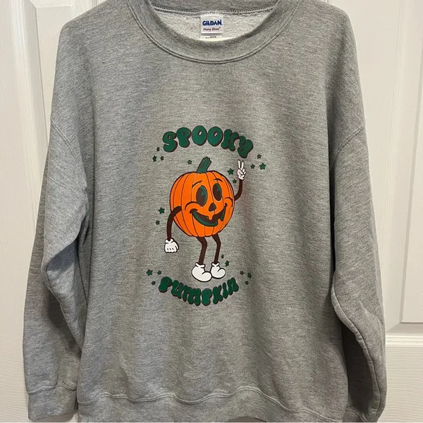Gildan Spooky Pumpkin Halloween Crewneck - Image 2