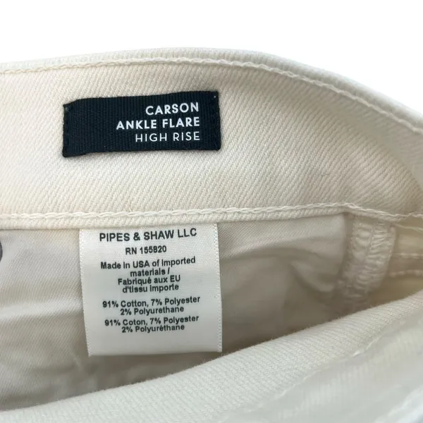 Veronica‎ Beard Carson Jeans Ankle Flare High Rise Ecru Ivory Size 26 US 2 - Image 12